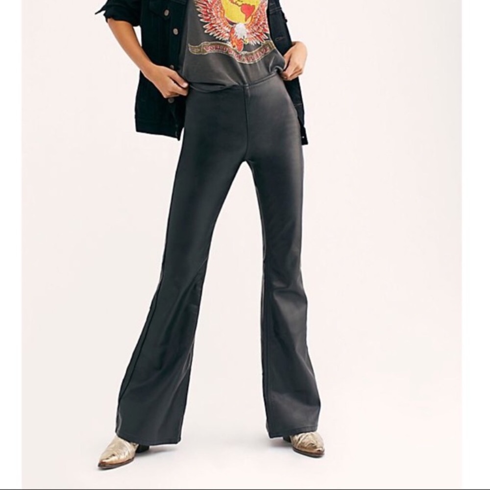 Free People Penny Flared Faux Leather Pants NWT